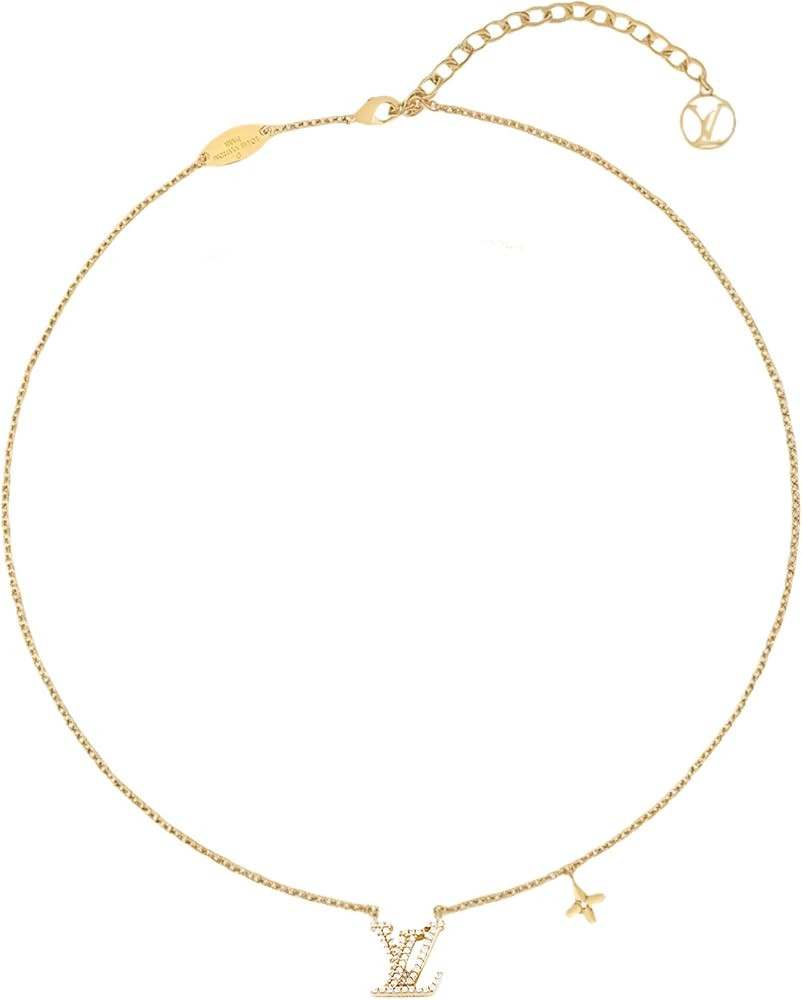 Crystal-Embellished Logo Pendant Necklace, Gold-Tone Chain, Designer Fashion Jewelry | Amazon (US)