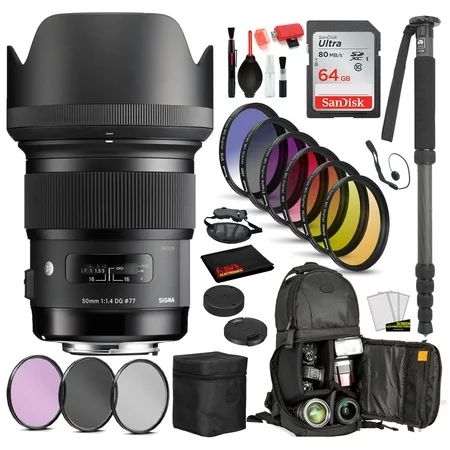 Sigma 50mm f/1.4 DG HSM Art Lens for Nikon F Bundle | Walmart (US)