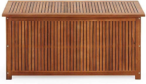 cucunu Caja de cubierta de madera de acacia de 46 x 20 x 24 pulgadas con lona repelente al agua, caj | Amazon (US)