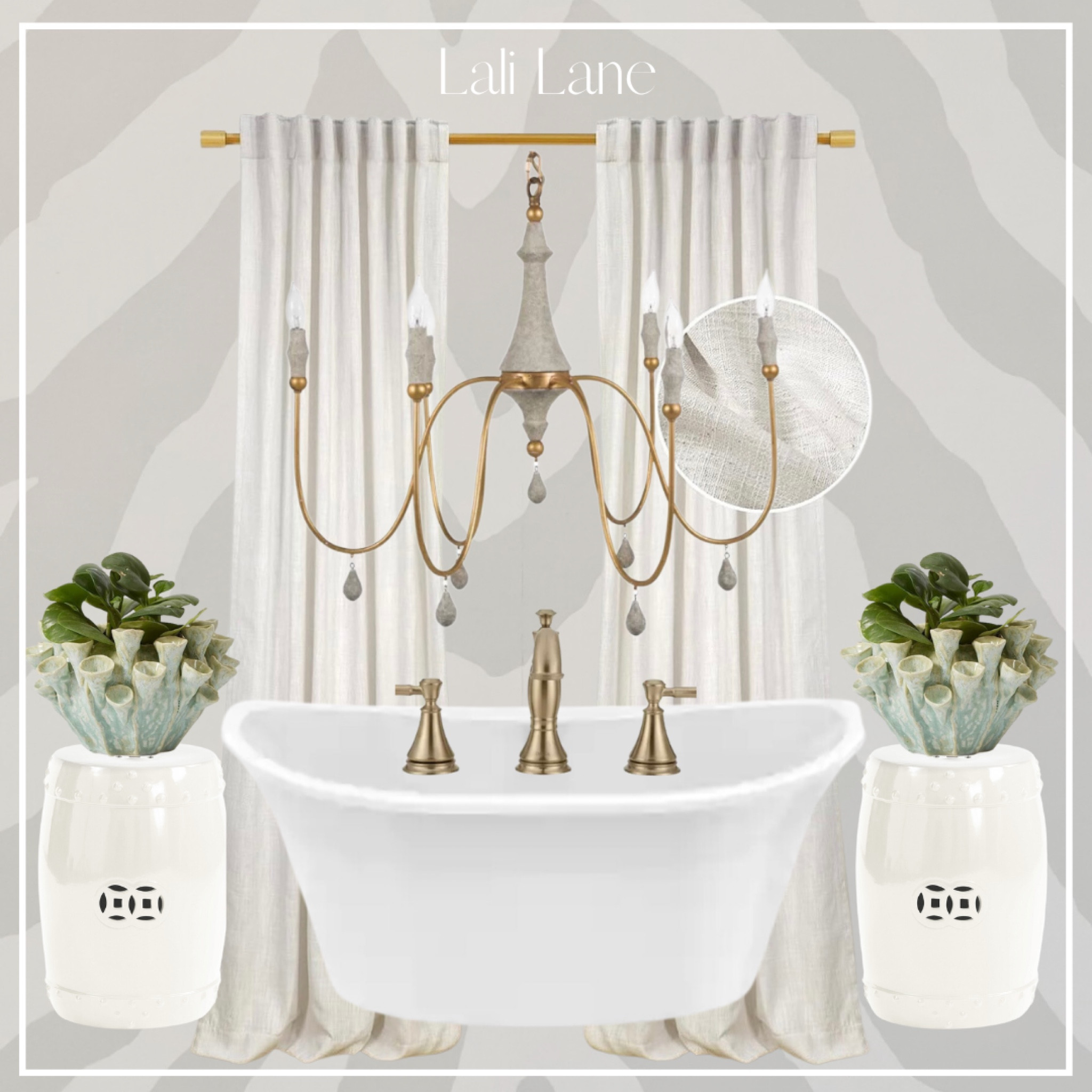 Bathroom design, bathroom decor, Thibaut wallpaper, Schumacher wallpaper, bathroom chandelier, soaker tub, garden stool

#LTKFind #LTKfamily #LTKhome