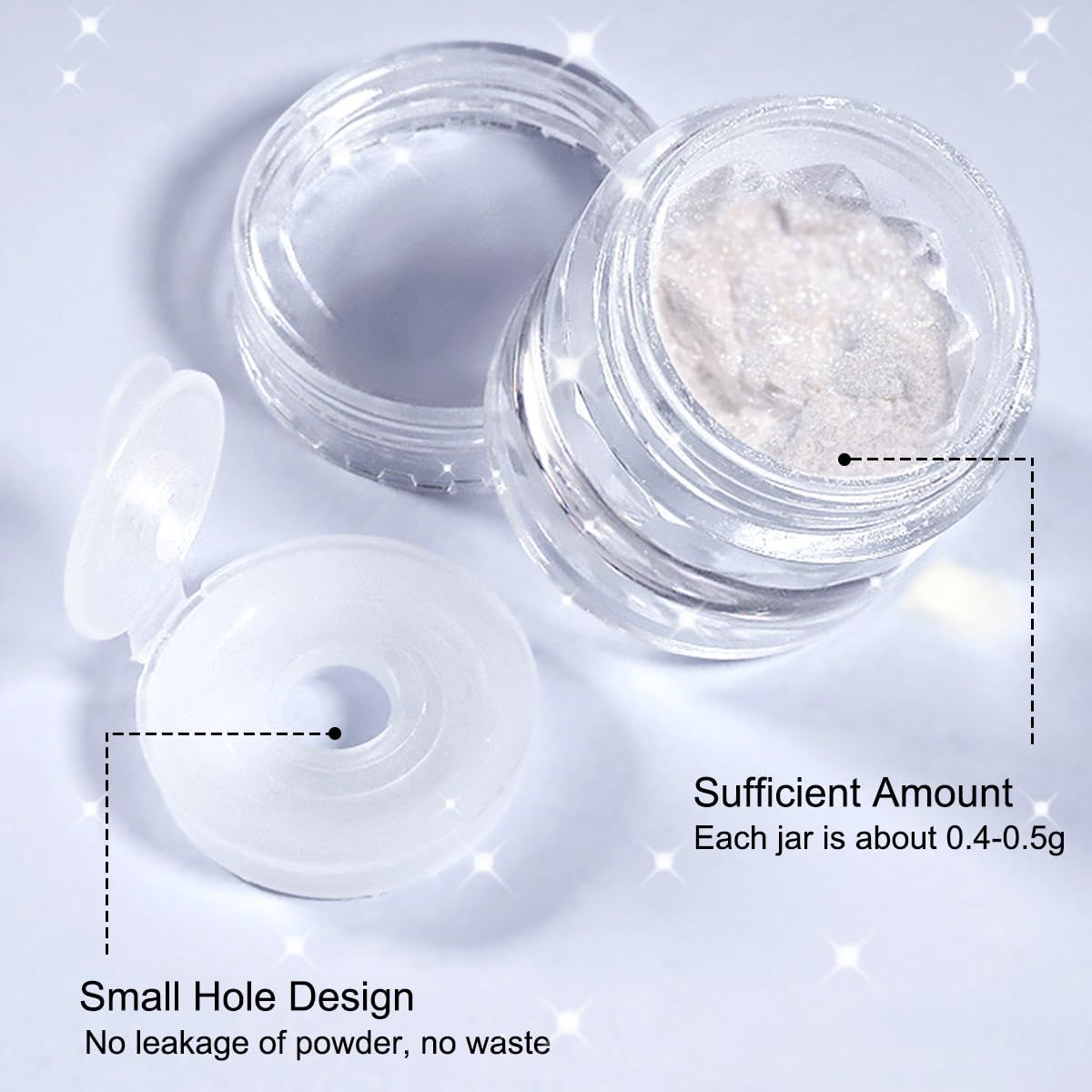 2Pcs Moonlight White Chrome Nail Powder, Aurora Pearl Chrome Nail Powder Magic Clear Pearlescent ... | Amazon (US)
