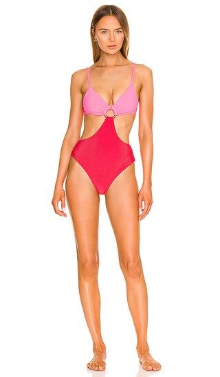 Kirsten One Piece in Lipstick Colorblock | Revolve Clothing (Global)
