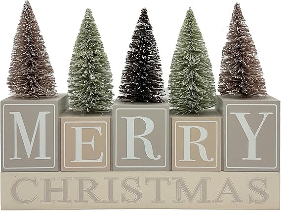 Christmas Decorations for Home Farmhouse Christmas Tree Decor Merry Christmas Sign Wooden Winter ... | Amazon (US)