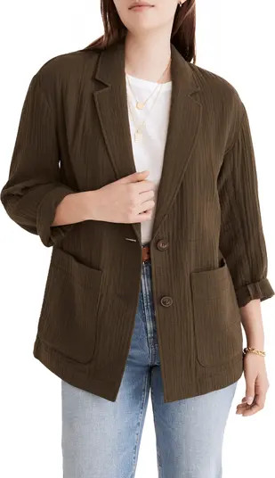 Madewell Crinkled Linen Blend Blazer | Nordstrom | Nordstrom