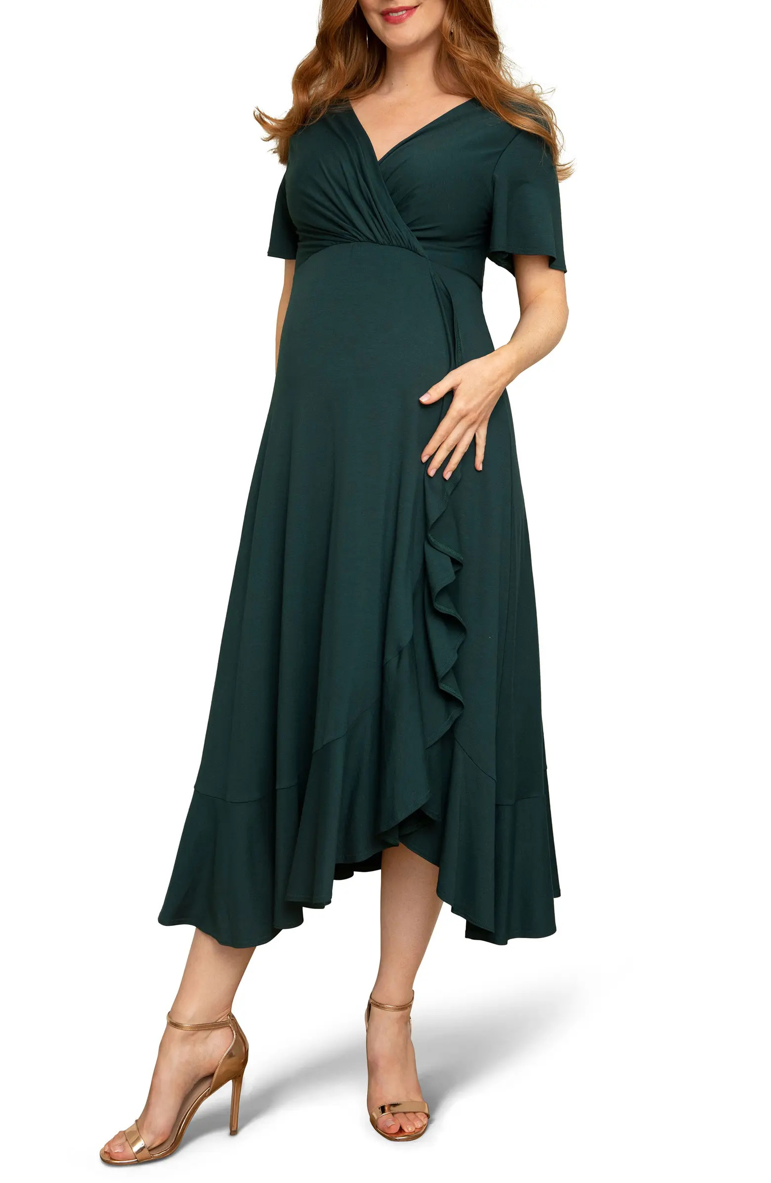 Tiffany Rose Waterfall Flutter Sleeve Midi Maternity Dress | Nordstrom | Nordstrom