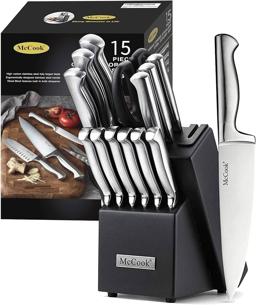 McCook® Knife Sets, German Stainless Steel Knife Block Sets with Built-in Sharpener | Amazon (US)