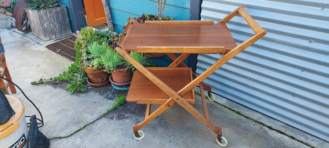 Antique Wood Bar Cart - Etsy | Etsy (US)