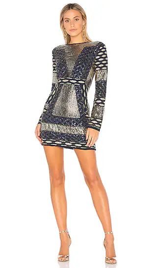 Endless Rose Sequin Mini Dress in Midnight & Gold | Revolve Clothing