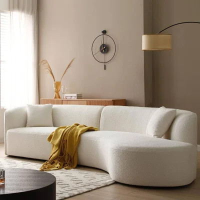 126.37" Boucle Upholstered Curved Sofa | Wayfair North America