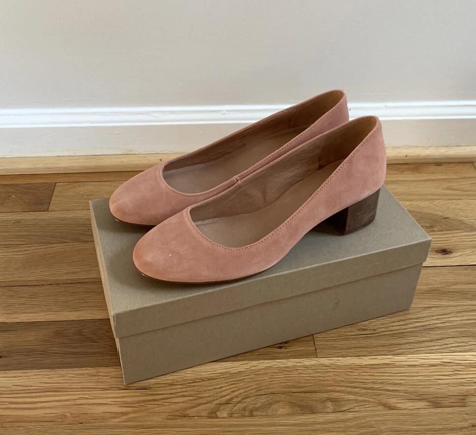 BNIB Madewell Wooden Block Low Heels Ella Pumps Shoe Pink New w/ Box SZ 7.5 | eBay US