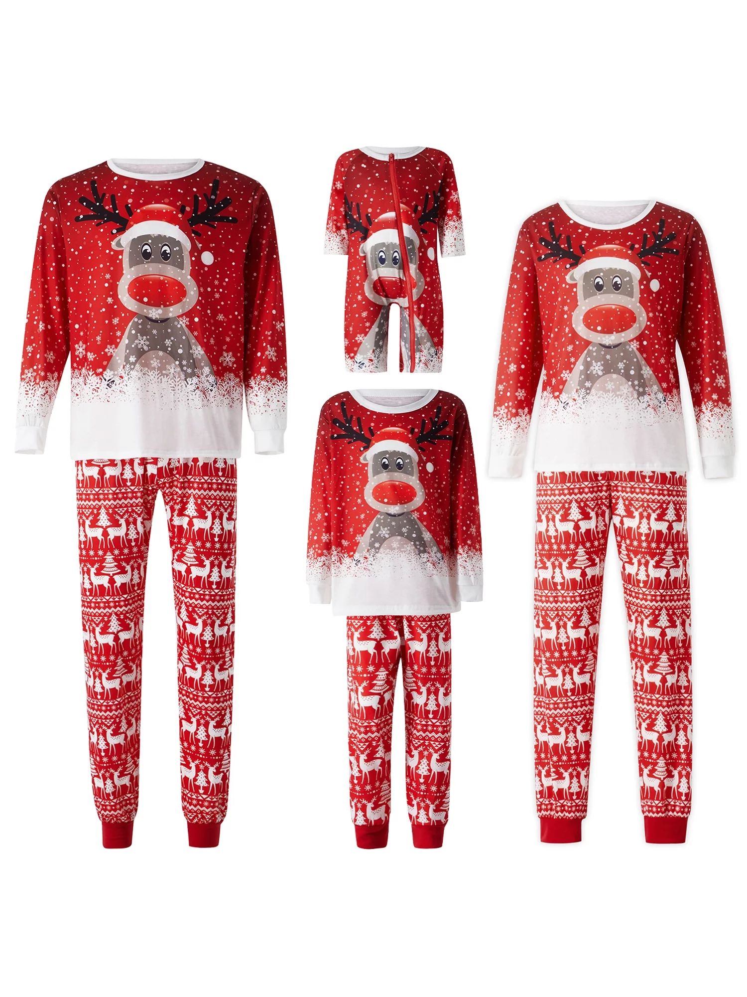 xkwyshop Matching Family Pajamas Sets Christmas PJ's with Deer Long Sleeve Tee and Pants Loungewe... | Walmart (US)
