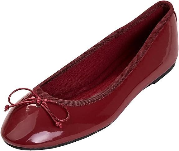 FEVERSOLE Women's Macaroon Colorful Memory Foam Cushion Insock Patent Ballet Flat | Amazon (US)