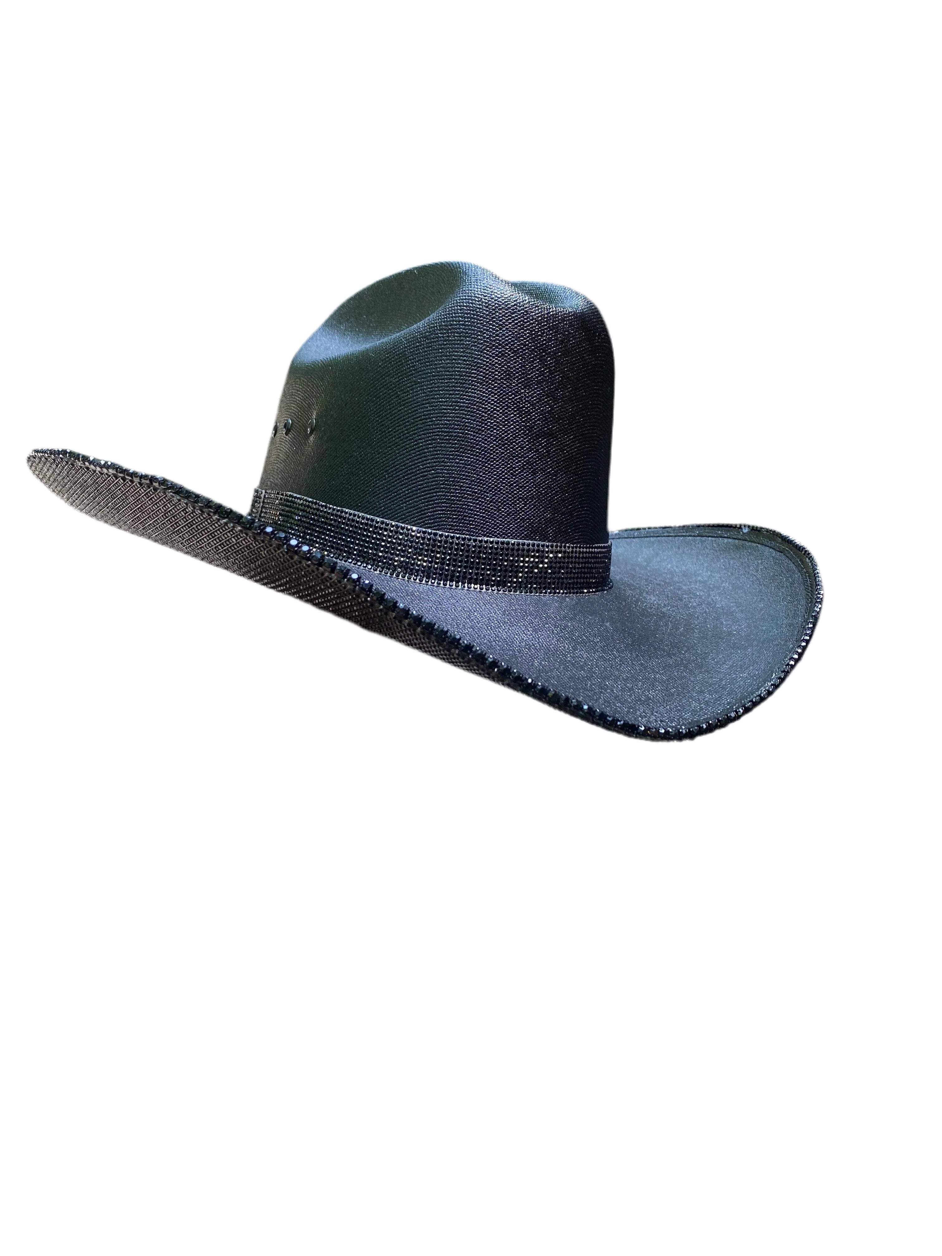 Blacked Out Rhinestone Cowgirl Hat - Underneath Only - S/M | BuddyLove