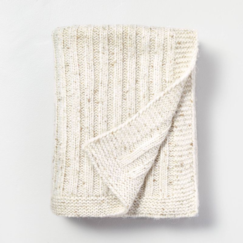 Heathered Rib Knit Throw Blanket Sour Cream - Hearth & Hand™ with Magnolia | Target