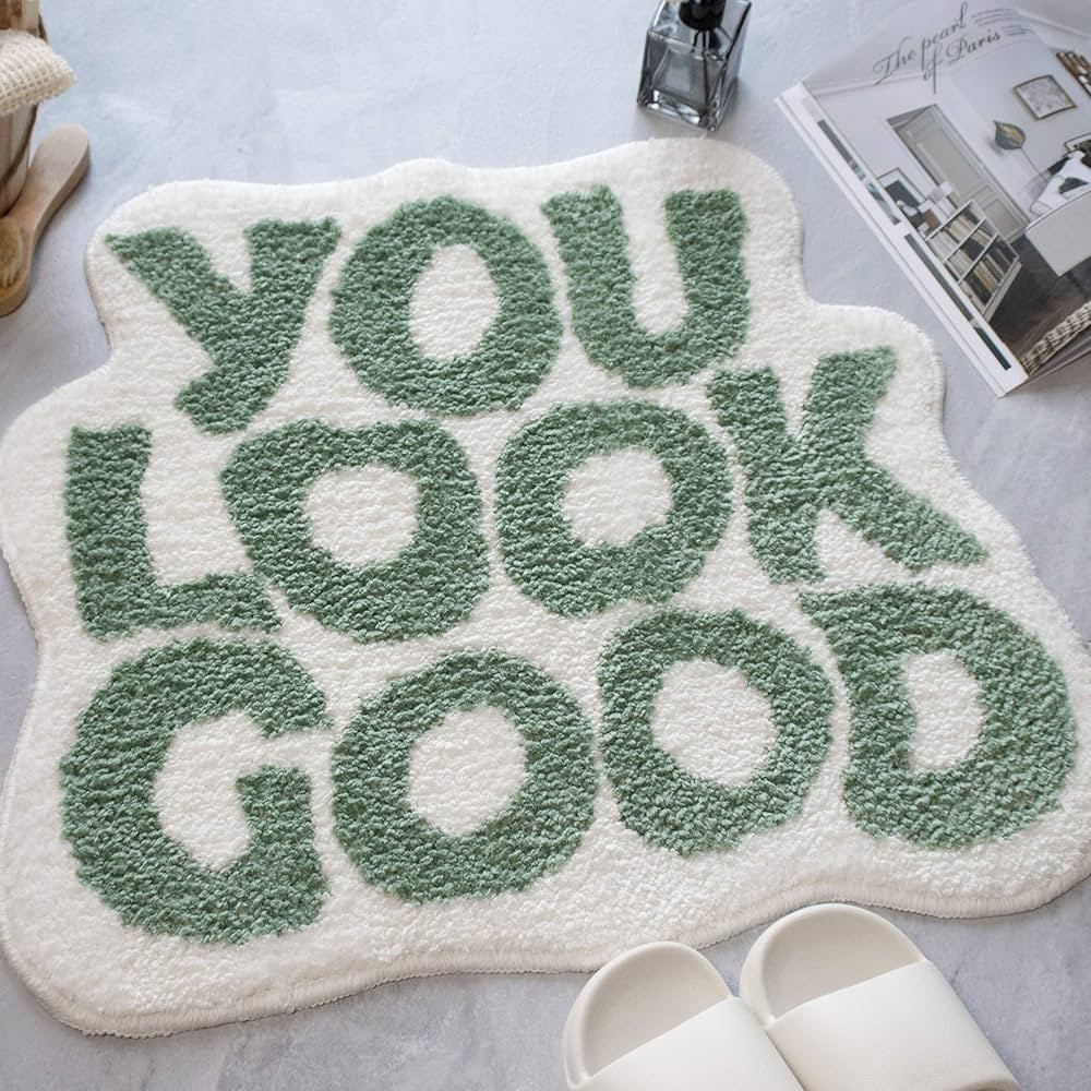 You Look Good Bath Mat Green Bathroom Rugs Funny Cute Bath Rugs Non Slip Microfiber Plush Preppy ... | Amazon (US)