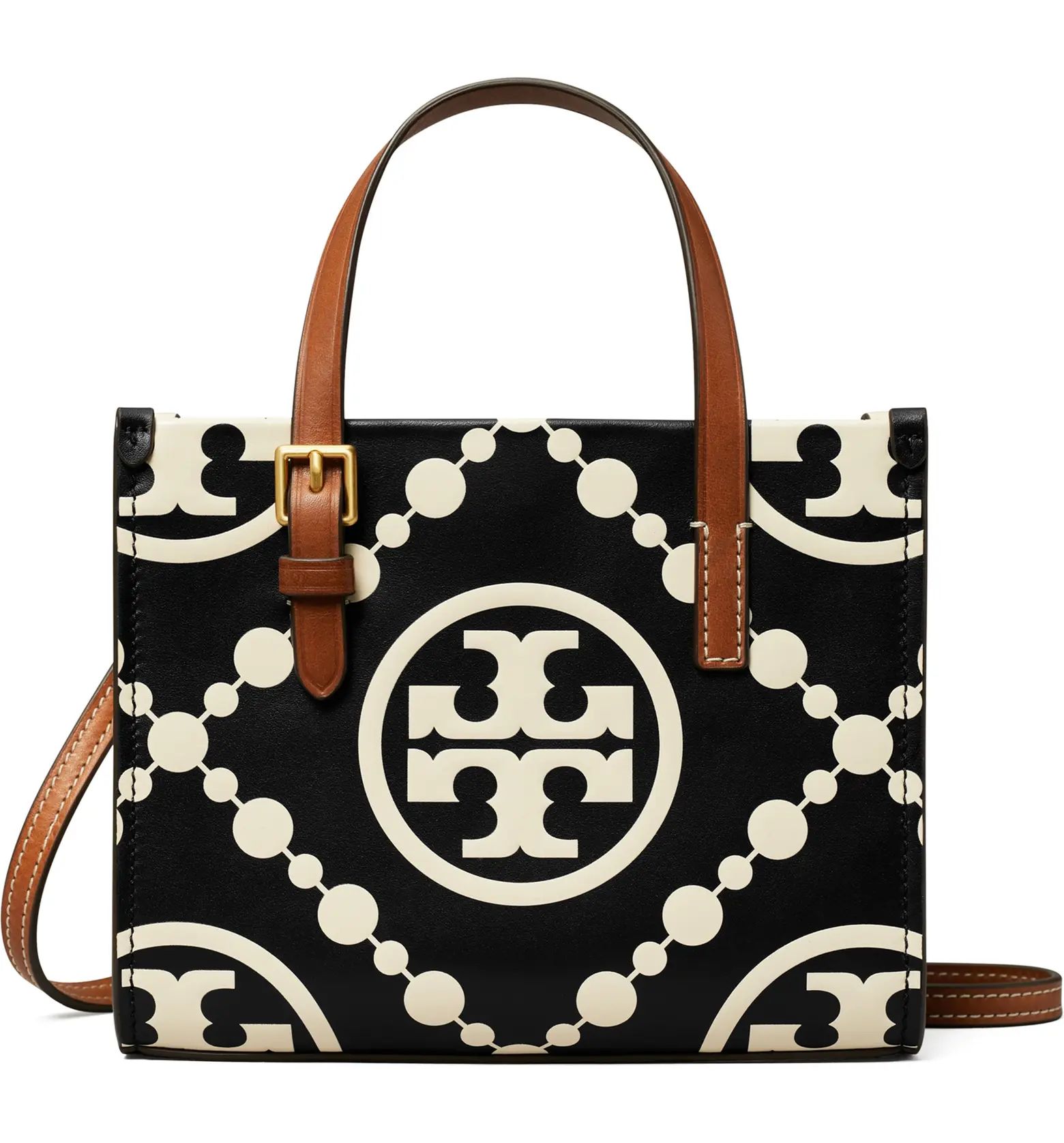 Mini T Monogram Contrast Leather Tote | Nordstrom