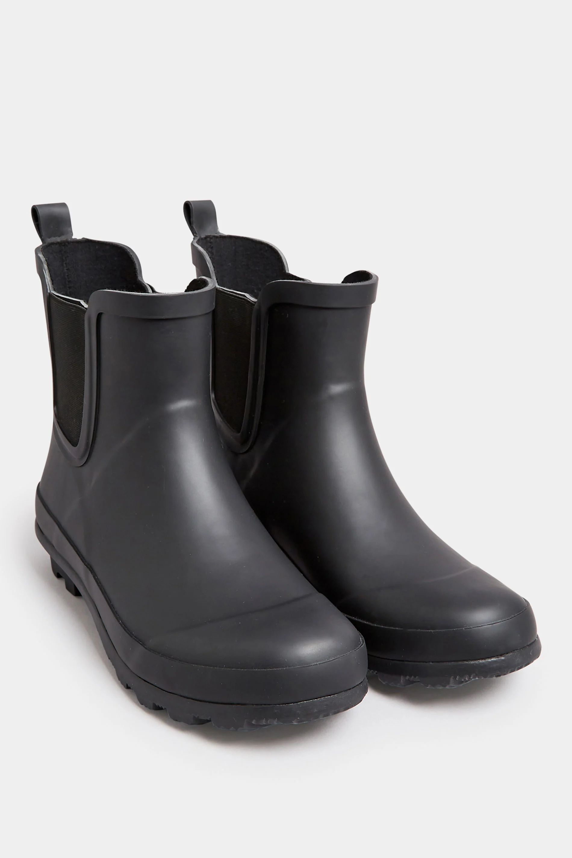 Black Chelsea Wellies In Wide E Fit | Yours Clothing UK