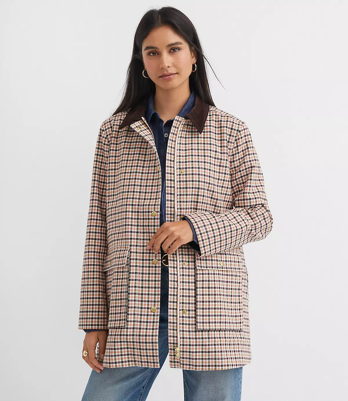 Petite Plaid Barn Jacket | LOFT