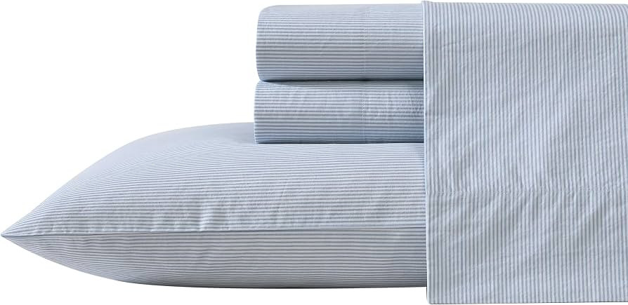 Nautica - Queen Size Sheet Set, Crisp Cotton Percale Bedding with Matching Pillowcases, Fully Ela... | Amazon (US)