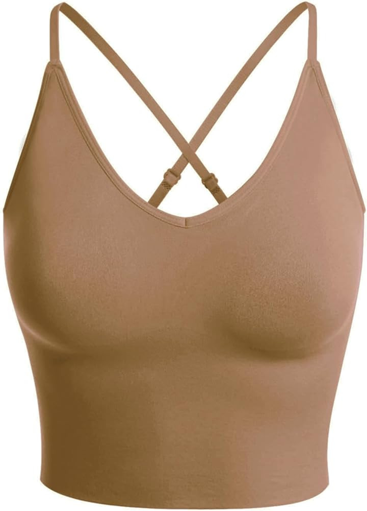 Design by Olivia Women's Longline Sports Bra Padded Workout Yoga Tank Top Gym Running Fitness Cro... | Amazon (US)