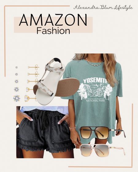 Amazon fashion finds! Camping outfit! Hiking outfit! Outdoor outfit! Travel outfit! Graphic t shirt from Amazon! Casual summer outfit! 

#LTKFindsUnder50 #LTKMidsize #LTKShoeCrush