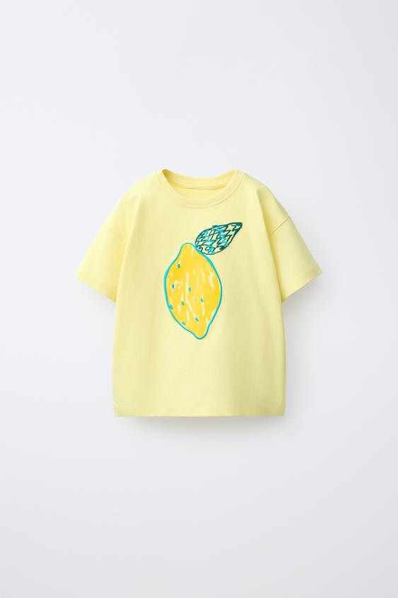 FRUIT PRINT AND EMBROIDERED T-SHIRT | Zara US