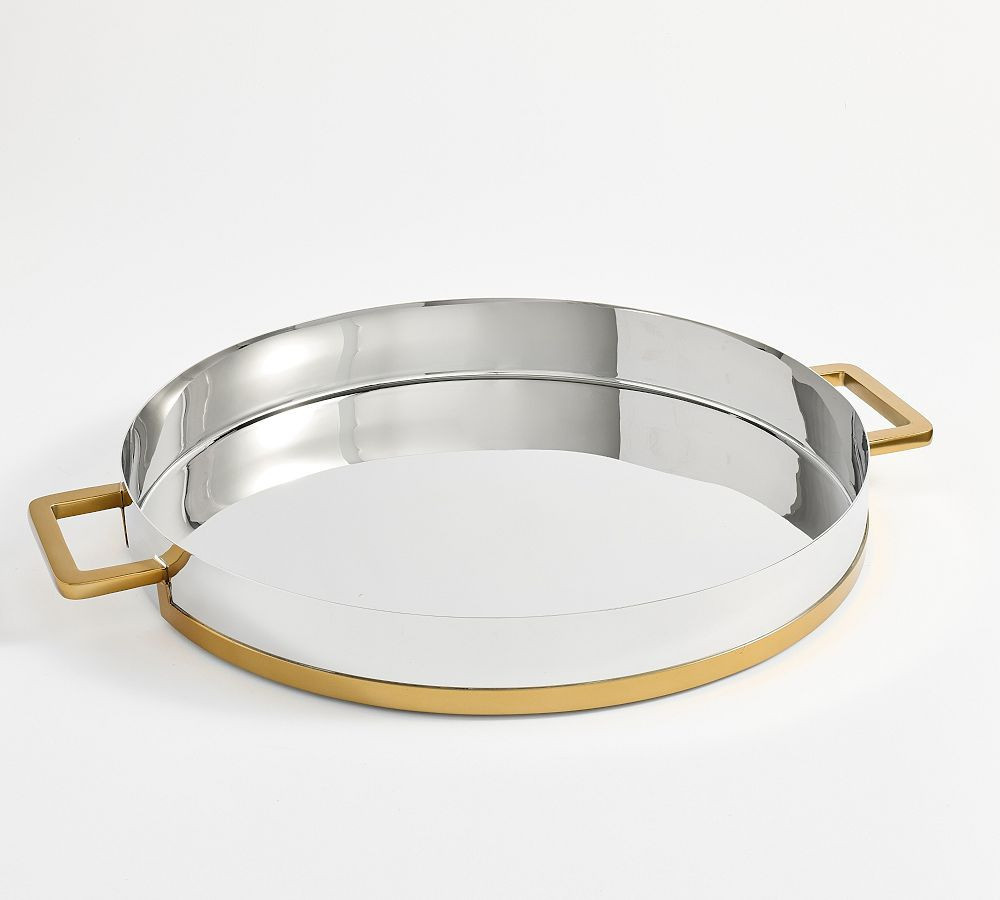 Fillmore Bar Tray - Brass/Silver | Pottery Barn (US)