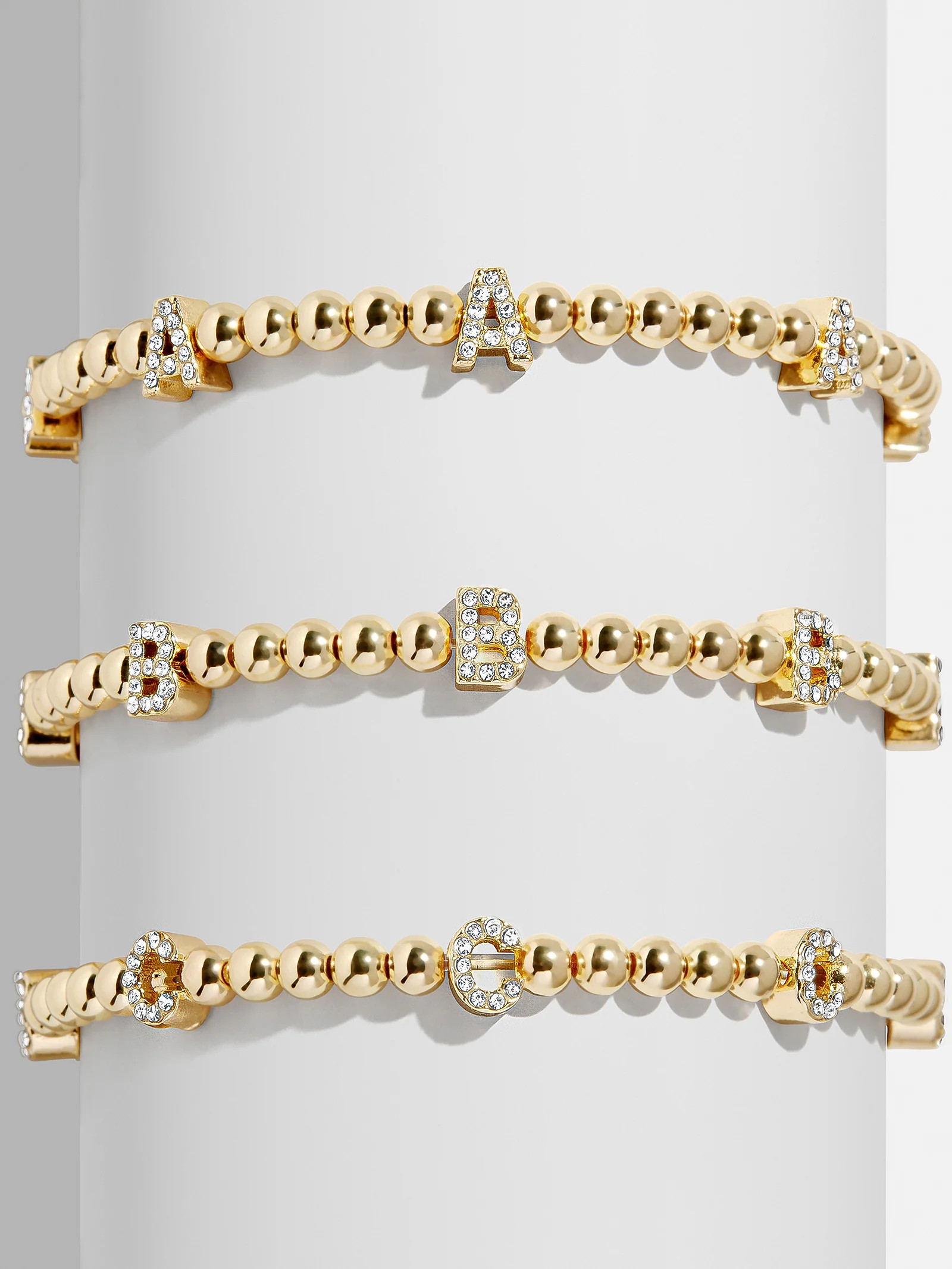 Repeating Initial Pisa Bracelet - Gold/Pavé | BaubleBar