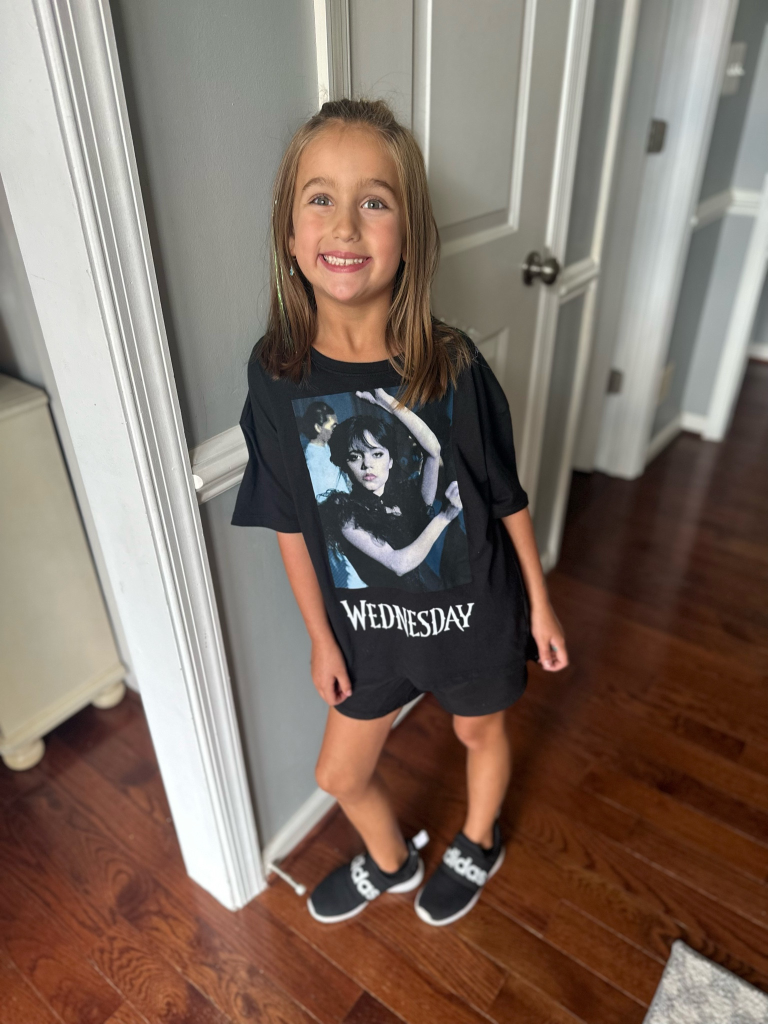 Charli rocking her #wednesday T-shirt and shorts from #oldnavy 

#LTKkids #LTKstyletip #LTKfamily