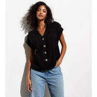 Women's Black Button Front Blouse New Look | New Look (UK)