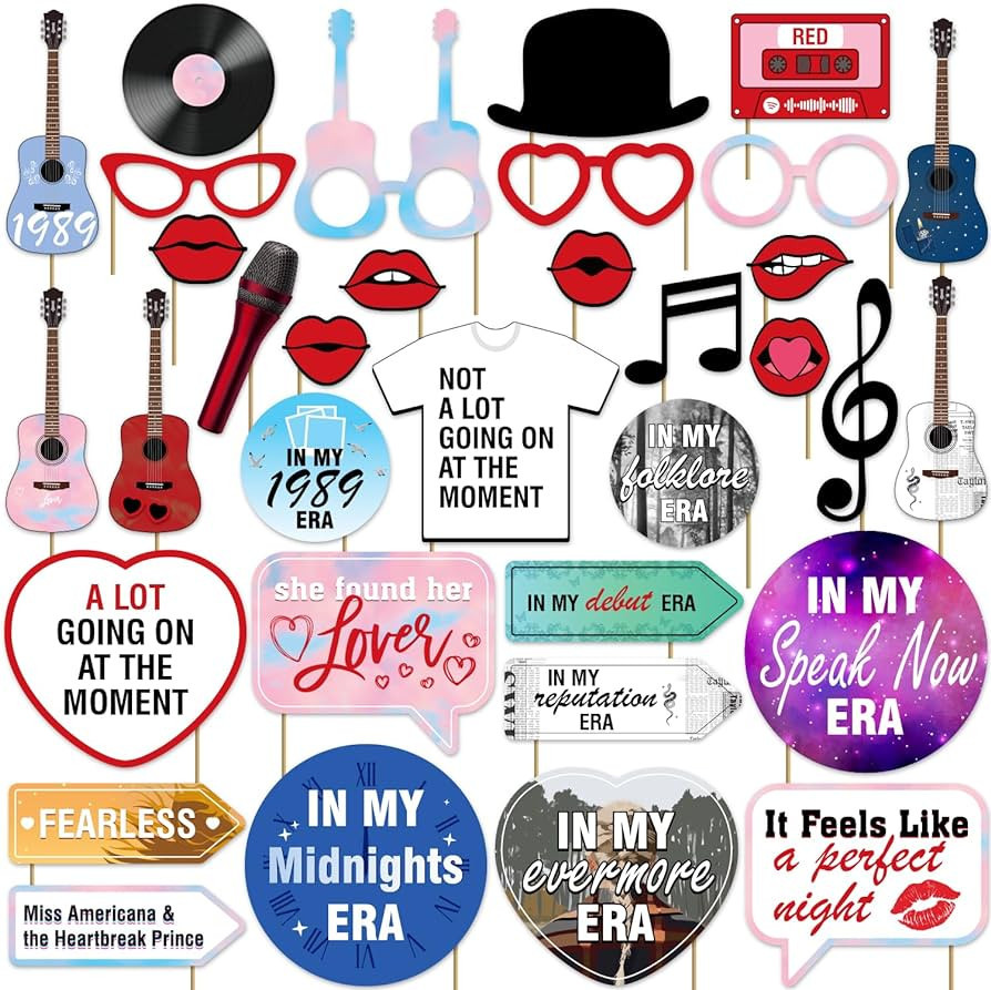 34 Pcs Tay-lor Singer Photo Booth, Tay-lor Singer Party Decorations, Tay-lor Singer Party Favors,... | Amazon (US)