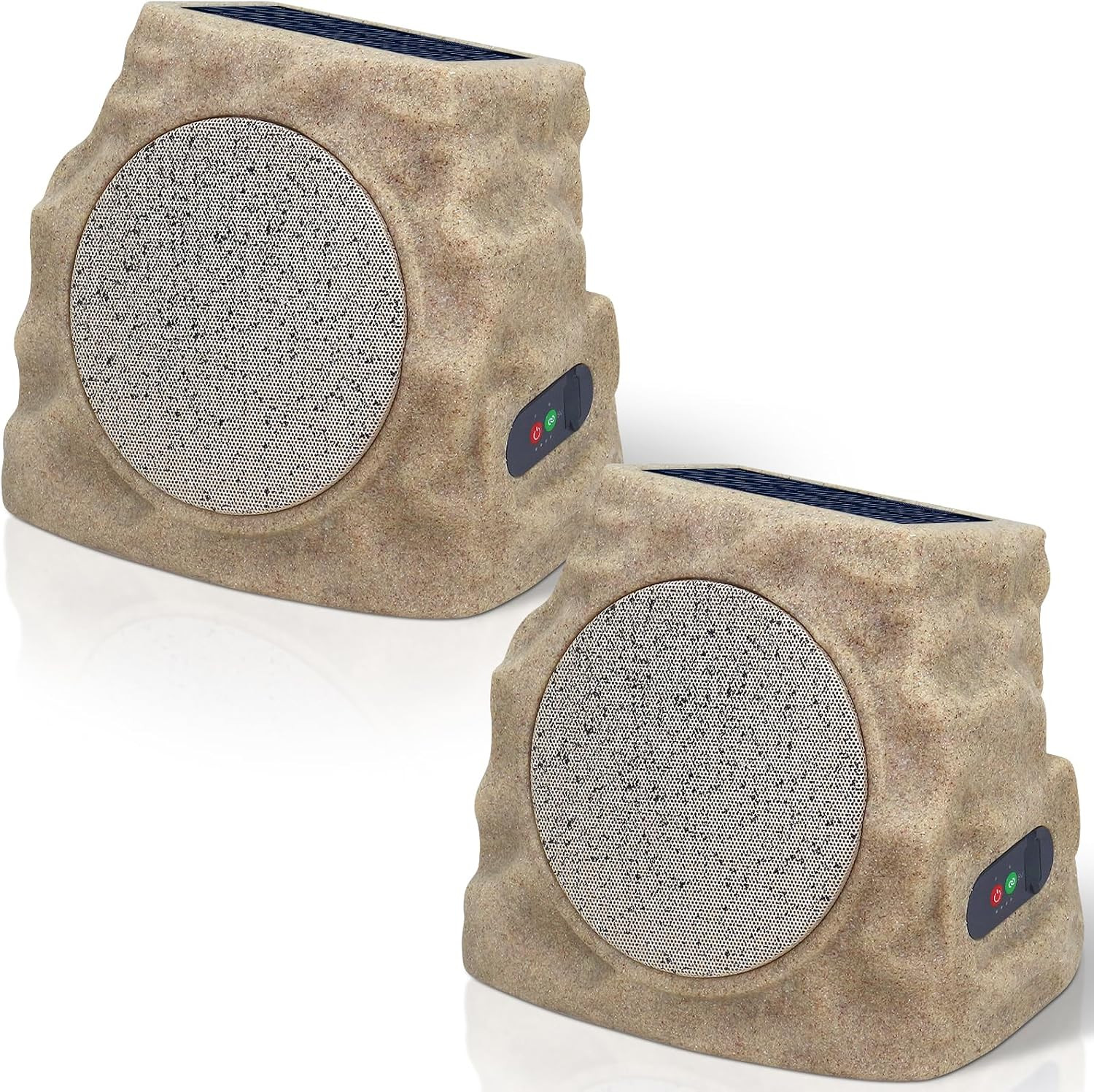 uuffoo 2-Pack Solar Powered Rock Speakers Outdoor Water-Resistant IP44 Rock Speaker with Lights R... | Amazon (US)