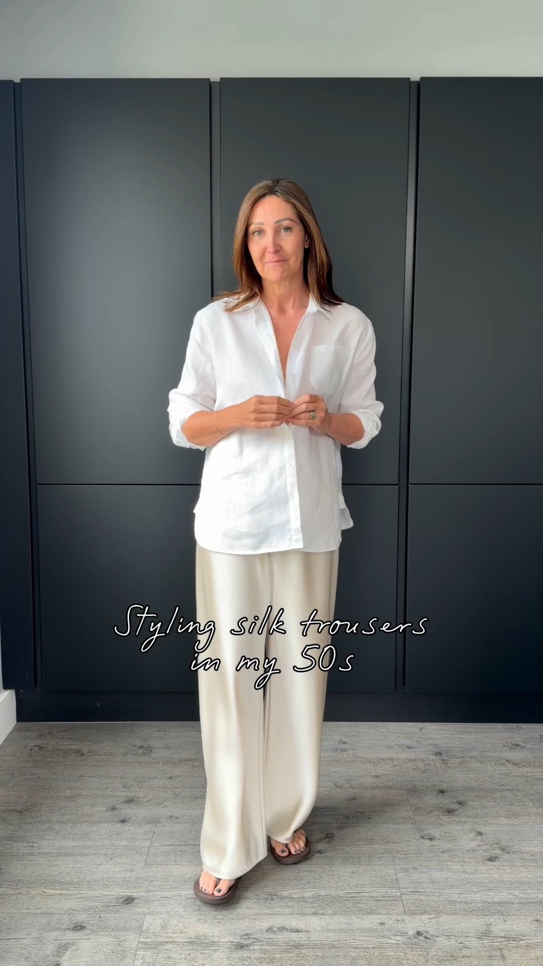 I love the look of silk trousers and I think I’ve found a way to style them that feels less dressy - and more like me.

Pairing them with an effortless linen shirt makes it feel less glam and more daytime appropriate. 
Adding chunky jewellery gives it polish and then simple flip flops and a woven bag gives texture and contrast. 

What do you think?

#LTKsummer #LTKstyletip #LTKover50style