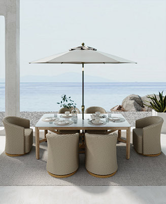 Reid Outdoor Dining 7pc Set (Rectangular Table & 6 Swivel Chairs), Created for Macy's - Macy's | Macy's
