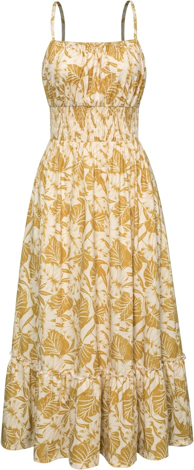 GRACE KARIN Summer Dresses for Women 2026 Vacation,Smocked Floral Maxi Dress,Boho Beach Sundress ... | Amazon (US)