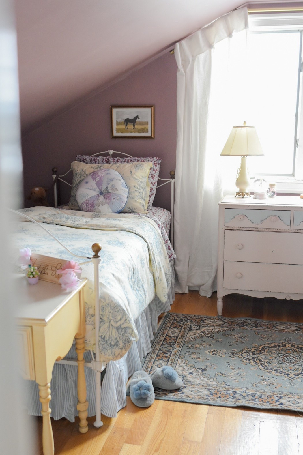 This beautiful duvet cover and bed skirt are linked. 

The picture is from Hobby Lobby & throw pillow/sheets are from Homegoods and cannot be linked 

Everything else is vintage including the rug 

#LTKHome #LTKFindsUnder50