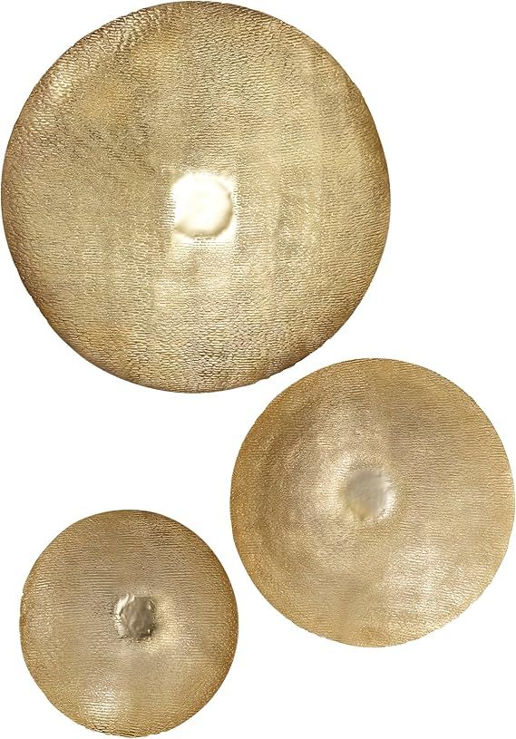 Deco 79 Metal Plate Home Wall Decor Large Metallic Disk Wall Sculpture, Set of 3 Wall Art 36", 27... | Amazon (US)