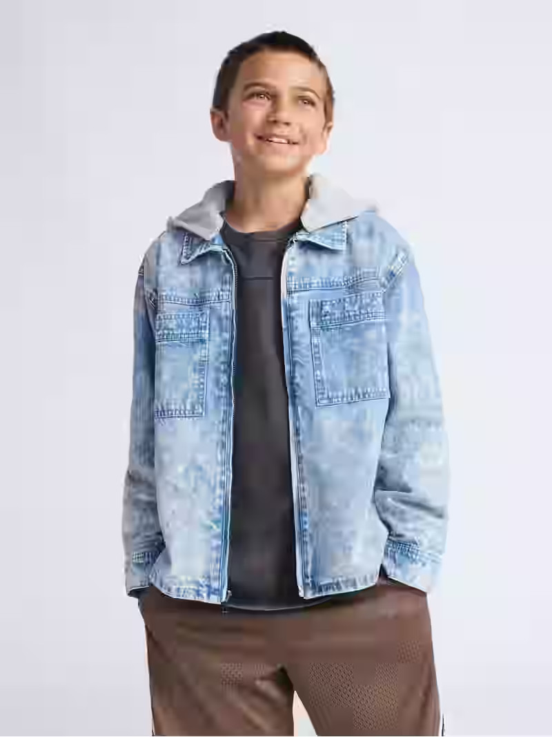 Weekend Academy Boys Hooded Denim Jacket, Sizes 4-18 | Walmart (US)