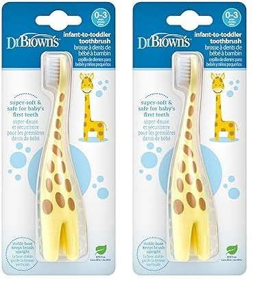 Dr. Brown's Infant-to-Toddler Training Toothbrush, Soft for Baby's First Teeth, Giraffe, 0-3 Year... | Amazon (US)