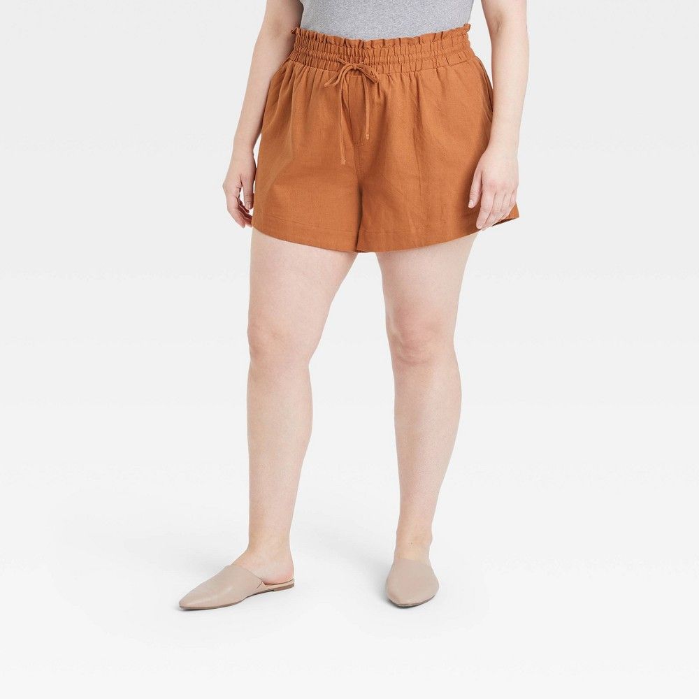 Women's Plus Size High-Rise Pull-On Shorts - A New Day Brown 4X | Target