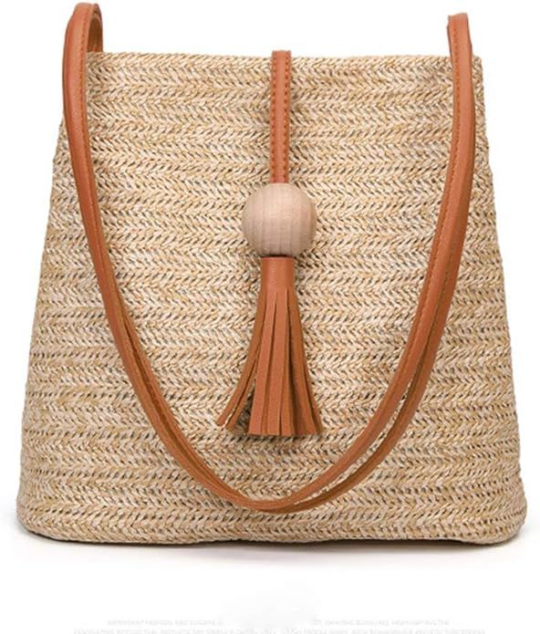 GL-Turelifes Round Summer Straw Bag Big Weave Handbags Beach Shoulder Bags Vocation Tote HandbagsTra | Amazon (US)