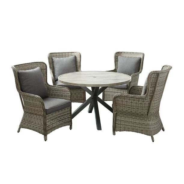 Better Homes and Gardens Victoria Outdoor Dining Patio Set, Cushioned Wicker 5 Piece | Walmart (US)