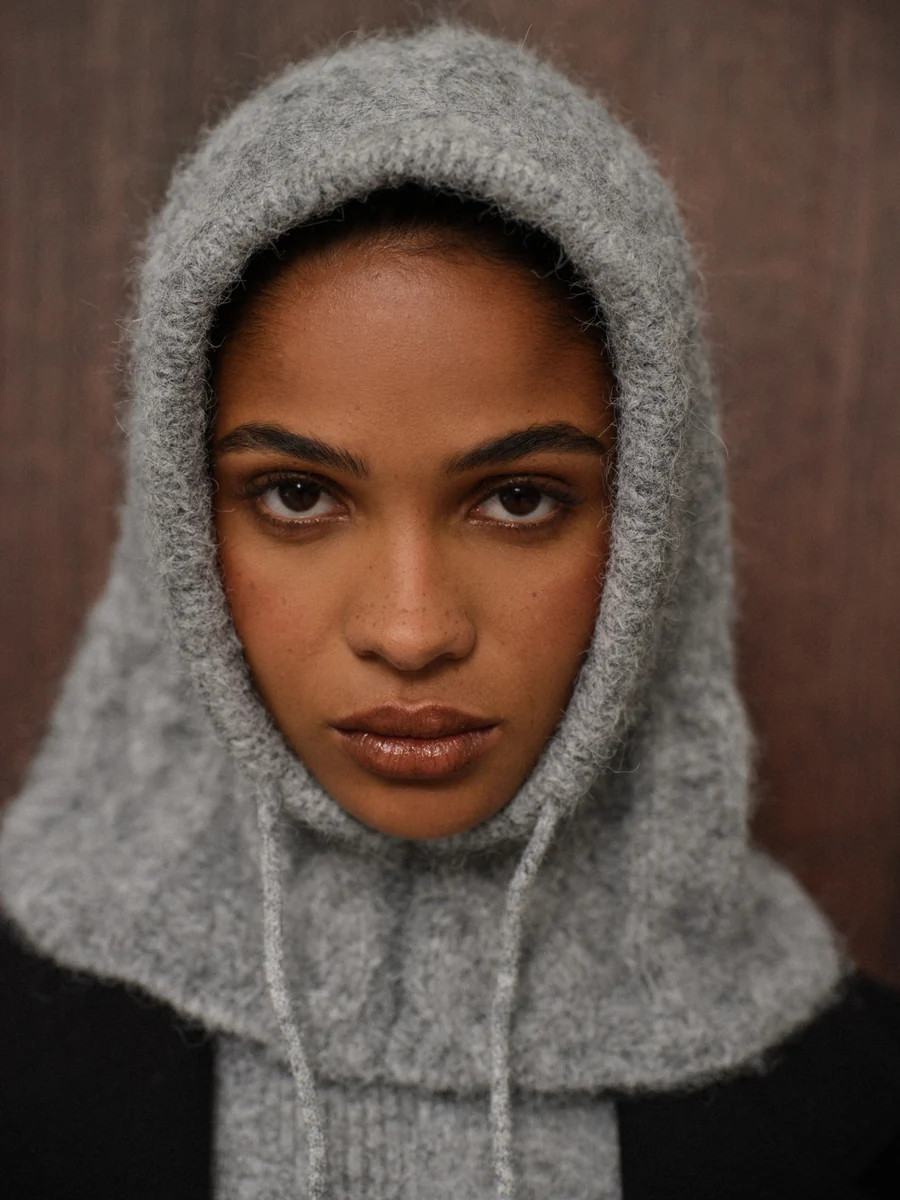 KNITTED SNOOD - GREY | The Couture Club