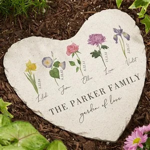 Birth Month Flower Personalized Heart Garden Stone - 9x10 | Things Remembered