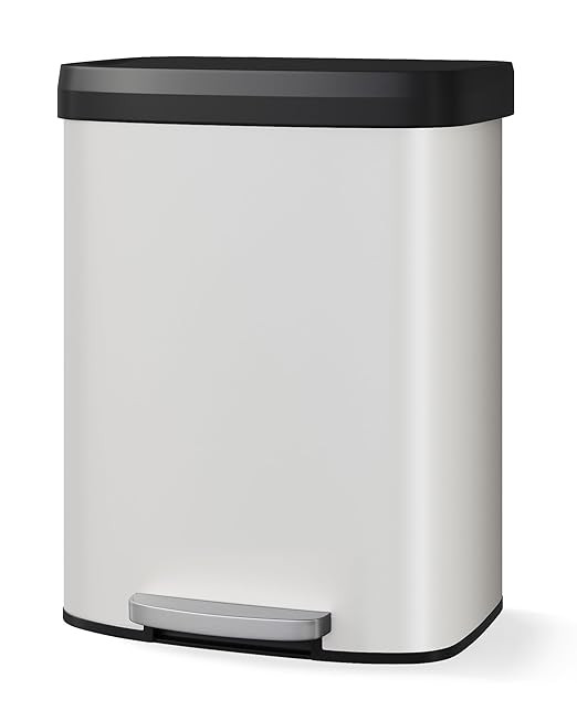 Garvee 16 gal / 60 L Metal Trash Can with Lid, Large Garbage Can for Kitchen, Rustproof Step-on K... | Amazon (US)