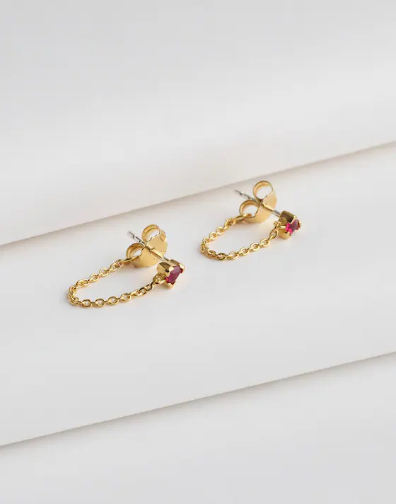 Demi-Fine Crystal Chain Stud Earrings | Madewell