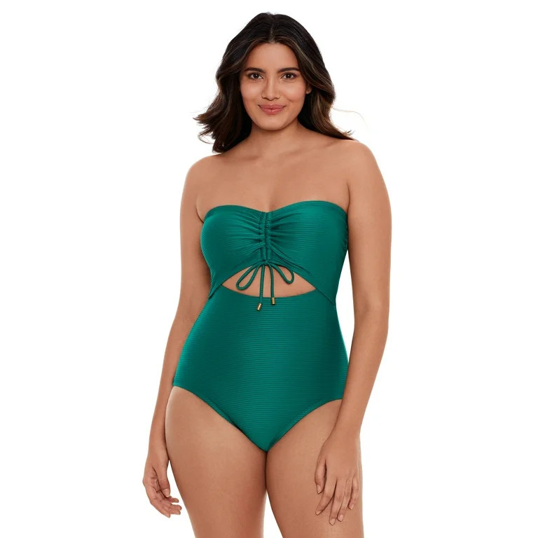 Time and Tru Women's and Women’s Plus Size Ribbed Cutout One Piece Swimsuit | Walmart (US)