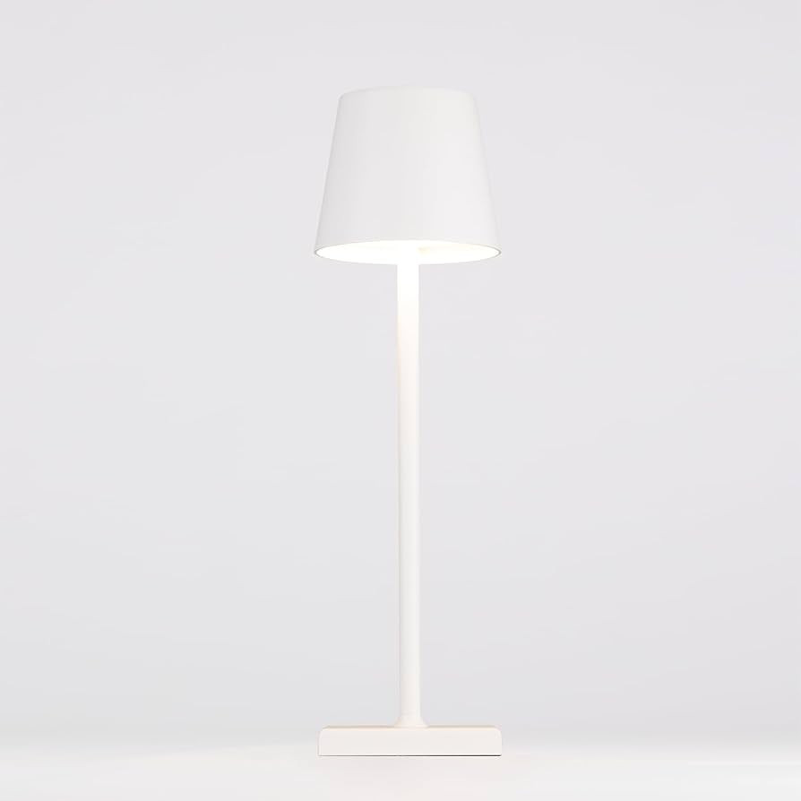 La Luz 13 inch Aluminum Cordless Table Lamps 5200 mAh Battery Operated, 3-Way Dimmable USB-C Port Rechargeable 3.5W Touch Light LED Lamp for Bedroom/Patio/Reading/Desk (White) | Amazon (US)