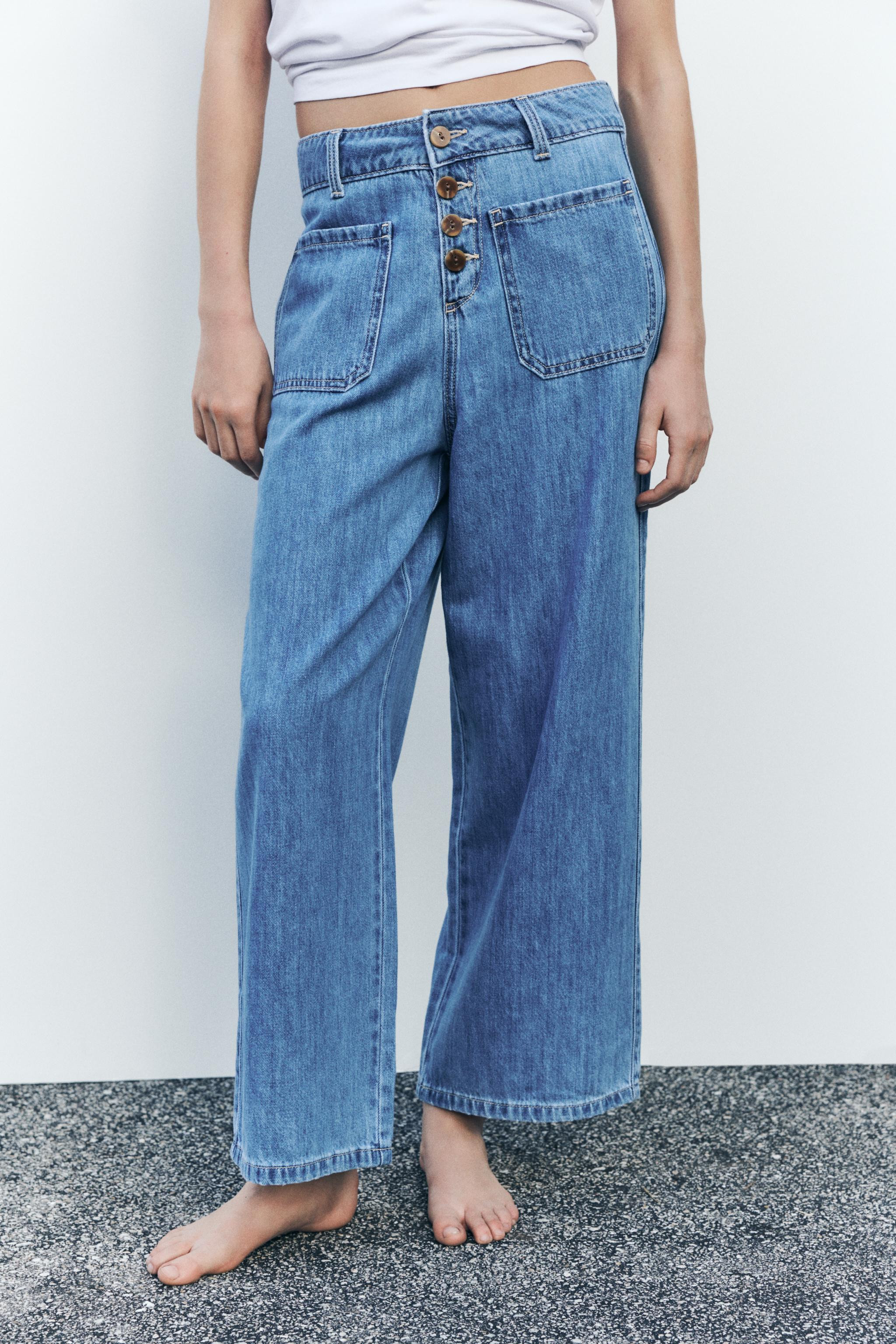 Z1975 HIGH RISE BUTTON CULOTTE JEANS | Zara US