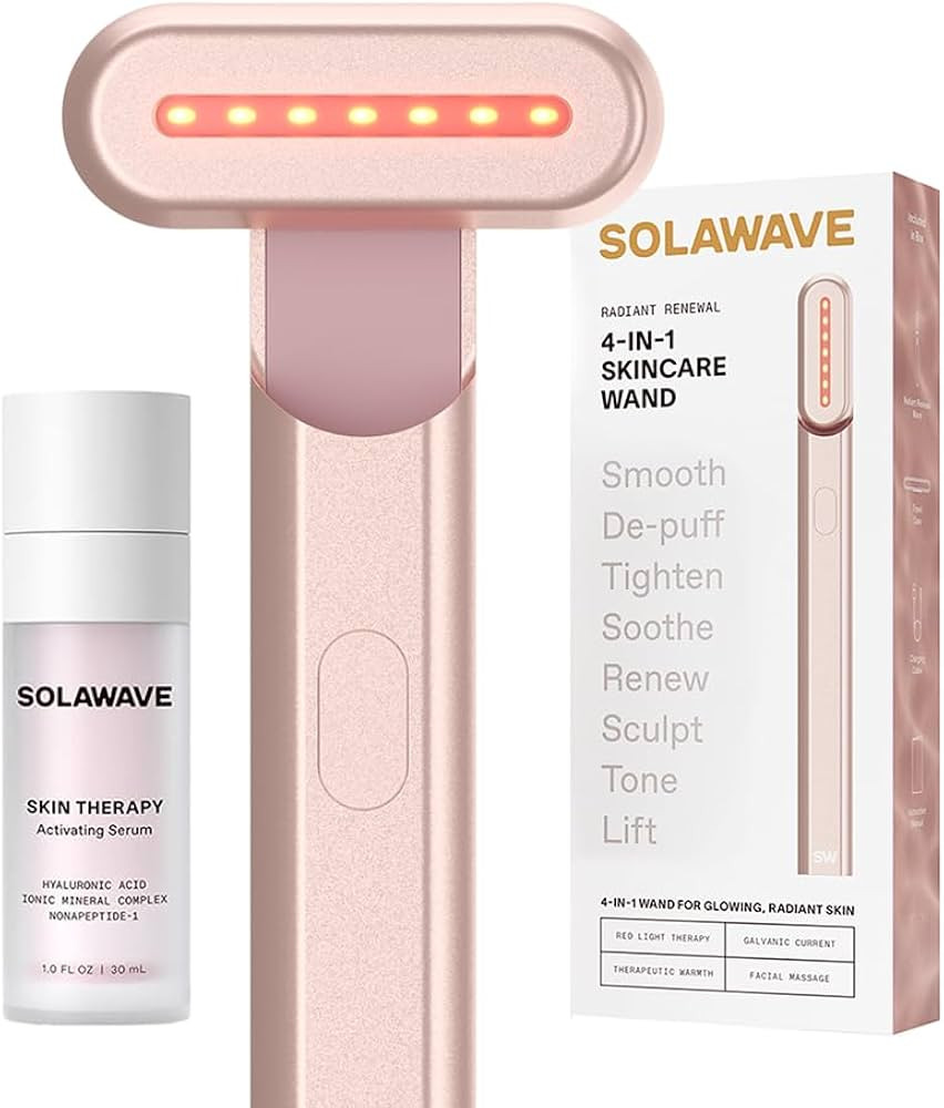 Solawave 4-in-1 Red Light Therapy Wand + Activating Serum | LED Skincare Device for Face & Neck |... | Amazon (US)